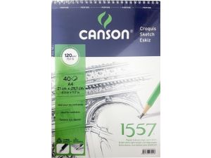 Canson 1557 Resim Defteri 120GR A4 40YP Üstten Spiralli