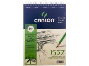 Canson 1557 Resim Defteri 120GR A5 40YP Üstten Spiralli 