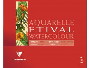 Clairefontaine Etival Classic Sulu Boya Defteri 24X32 CM Uzun Kenarı Yapışkanlı  300 GR. 30 Yaprak
