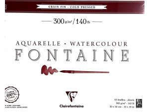 Fontaine Suluboya Defteri 30x40 300gr. 10 Sayfa Uzun Kenarı Yapışkanlı %100 Pamuk