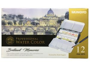 Mungyo Aquarel Metalik Sulu Boya12 li Yarım Tablet