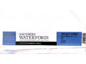 Saunders Waterford Sulu Boya Kağıdı Tabaka Cold Pres 300G 56*76 10 lu White