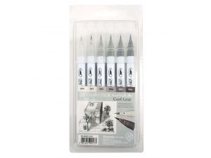Zig Clean Color Real Brush Marker Fırça Uçlu Kalem 6 Renk Cool Grey Set