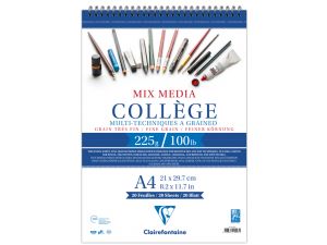 Clairefontaine College Mix Media A4 21,0x29,0cm 225gr 20Yp