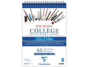 Clairefontaine College Mix Media A5 14,8x21,0cm 225gr 20Yp 