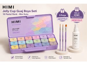 HIMI Jelly Cup Guaj Boya Seti 18 Pastel Renk (Mor Kutu) + 3 Fırça Hediyeli + HIMI Sprey Nemlendirici –100 ml