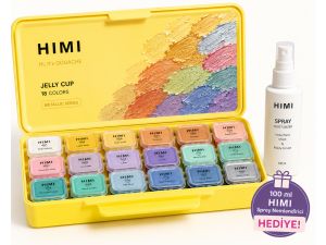 HIMI Jelly Cup Guaj Boya Seti 18 Renk - Metalik Seri (Sarı Kutu)  + HIMI Sprey Nemlendirici – 100 ml