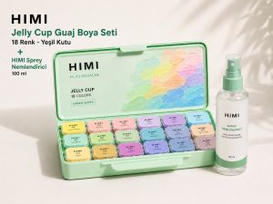 HIMI Jelly Cup Guaj Boya Seti 18 Renk - Yeşil Kutu + HIMI Sprey Nemlendirici – 100 ml Hediye 