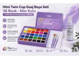 Himi Twin Cup Guaj Boya Seti 36 Renk - Mor Kutu +3 Adet Fırça+ HIMI Sprey Nemlendirici –100 ml